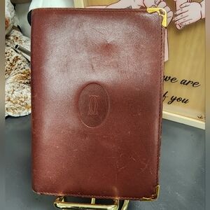 Cartier Paris Burgundy Leather Bifold Organizer Wallet